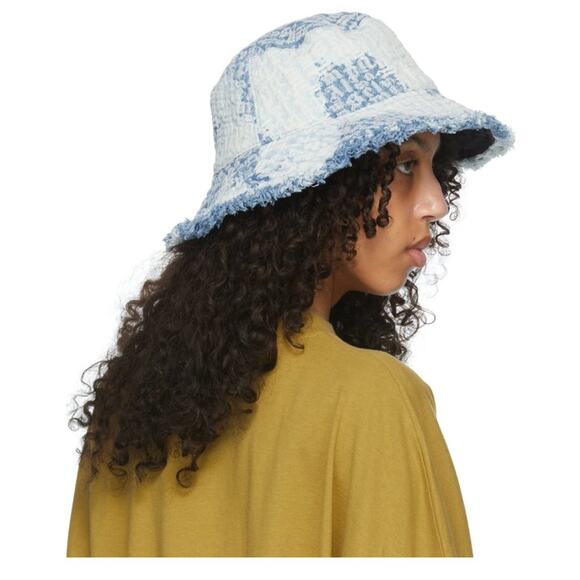 PALM ANGELS Blue Monogram Denim Bucket Hat main image 7